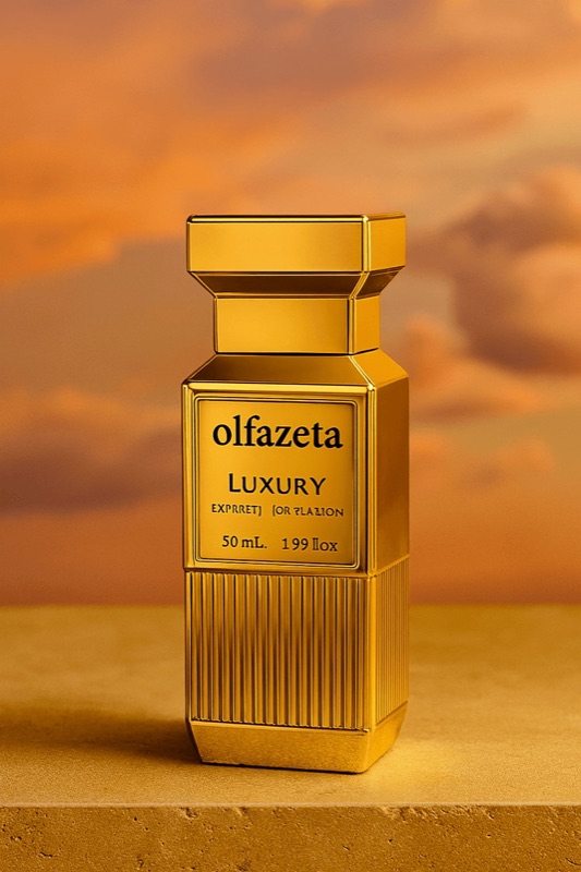 Flacon doré d’extrait de parfum Olfazeta Luxury